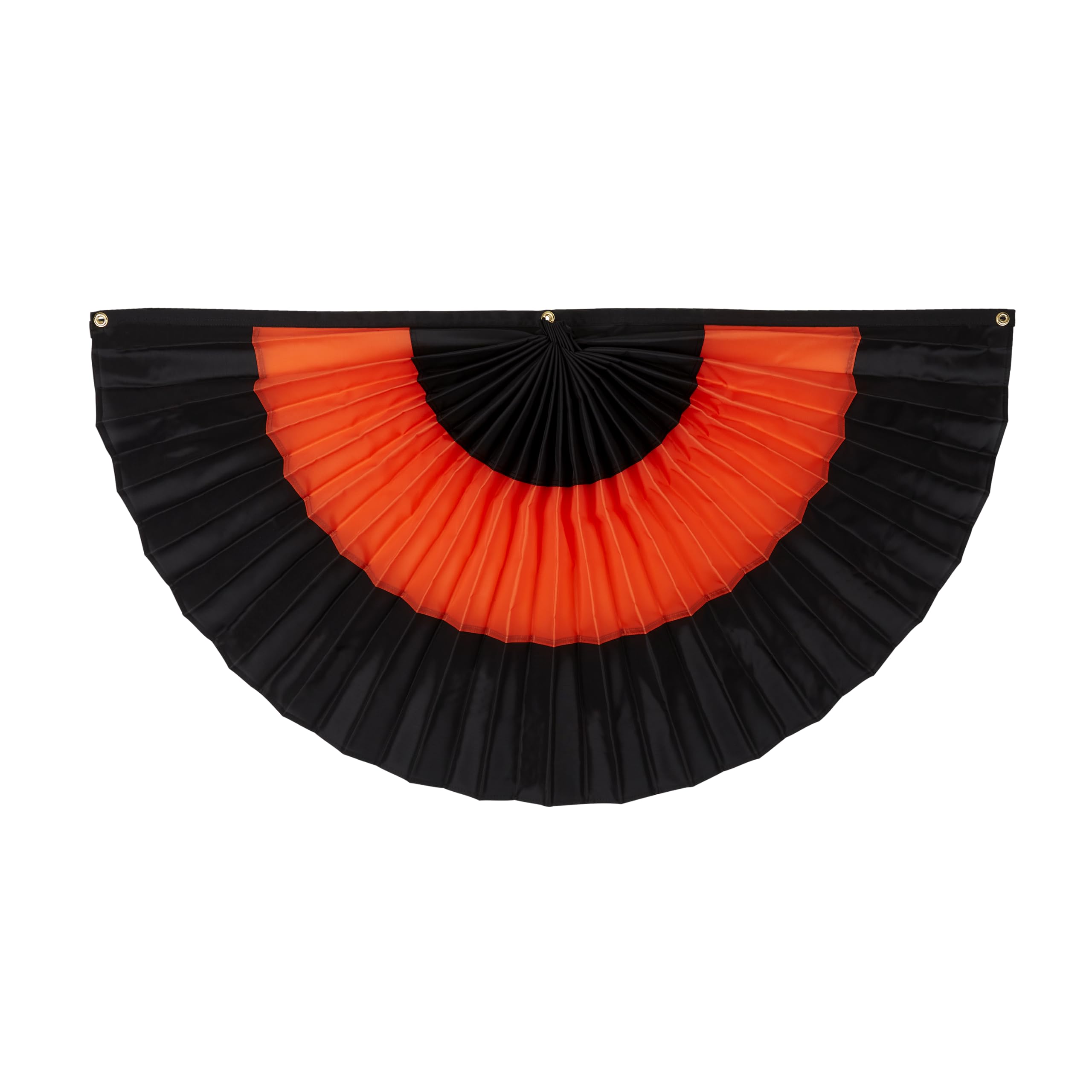 Halloween Cotton Flag Bunting by Old Glory Bunting. 1' x 1 1/2' Fully Sewn Black & Orange 3 Stripe Fan Flag Bunting Banner. Pleated Fans Made in The USA