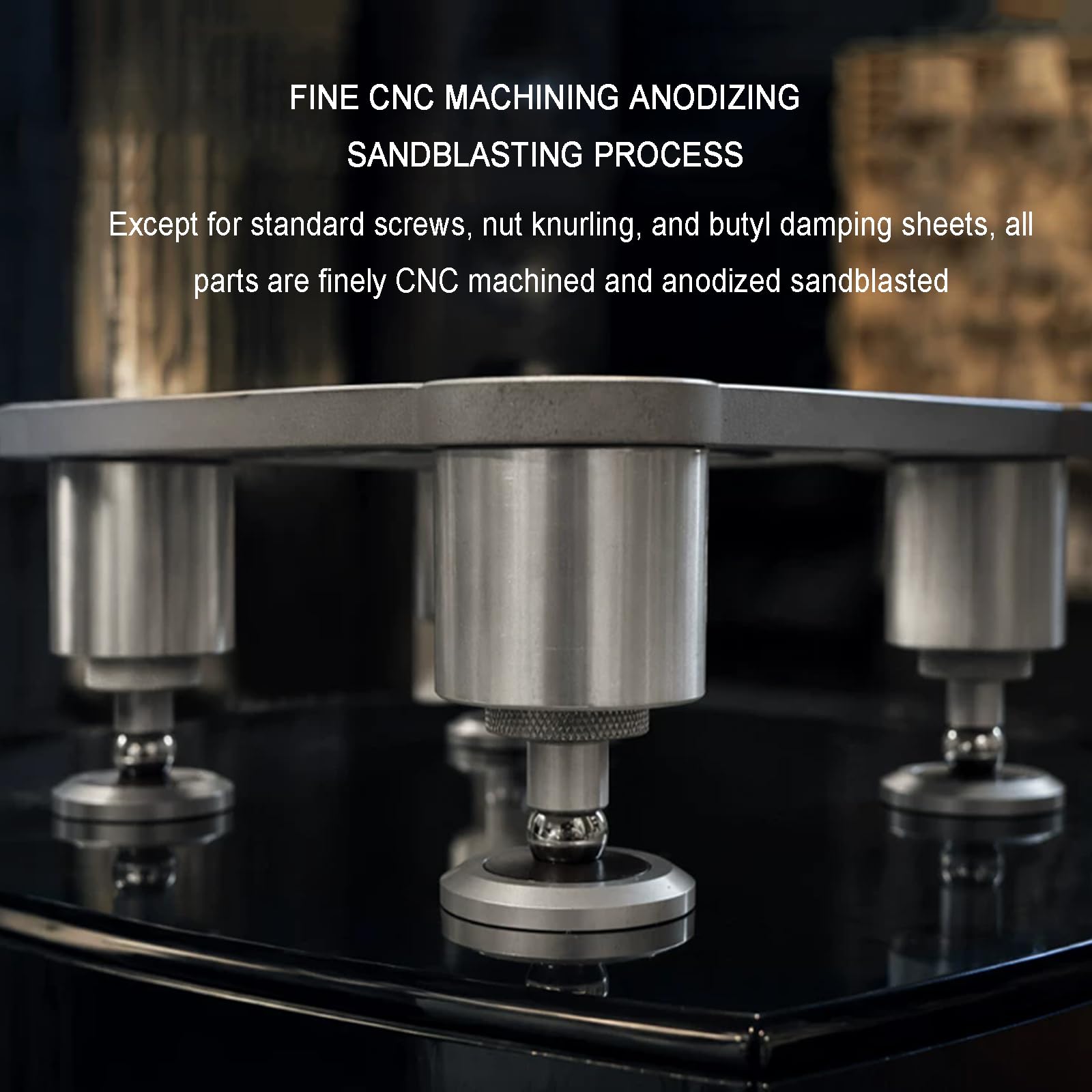 Base para Altavoces De Escritorio, Plataforma De Aislamiento HiFi, con Amortiguador Y Patas Ajustables, Absorbedor De Vibraciones De Audio De Aleación De Magnesio para Altavoces Y Amplificadores