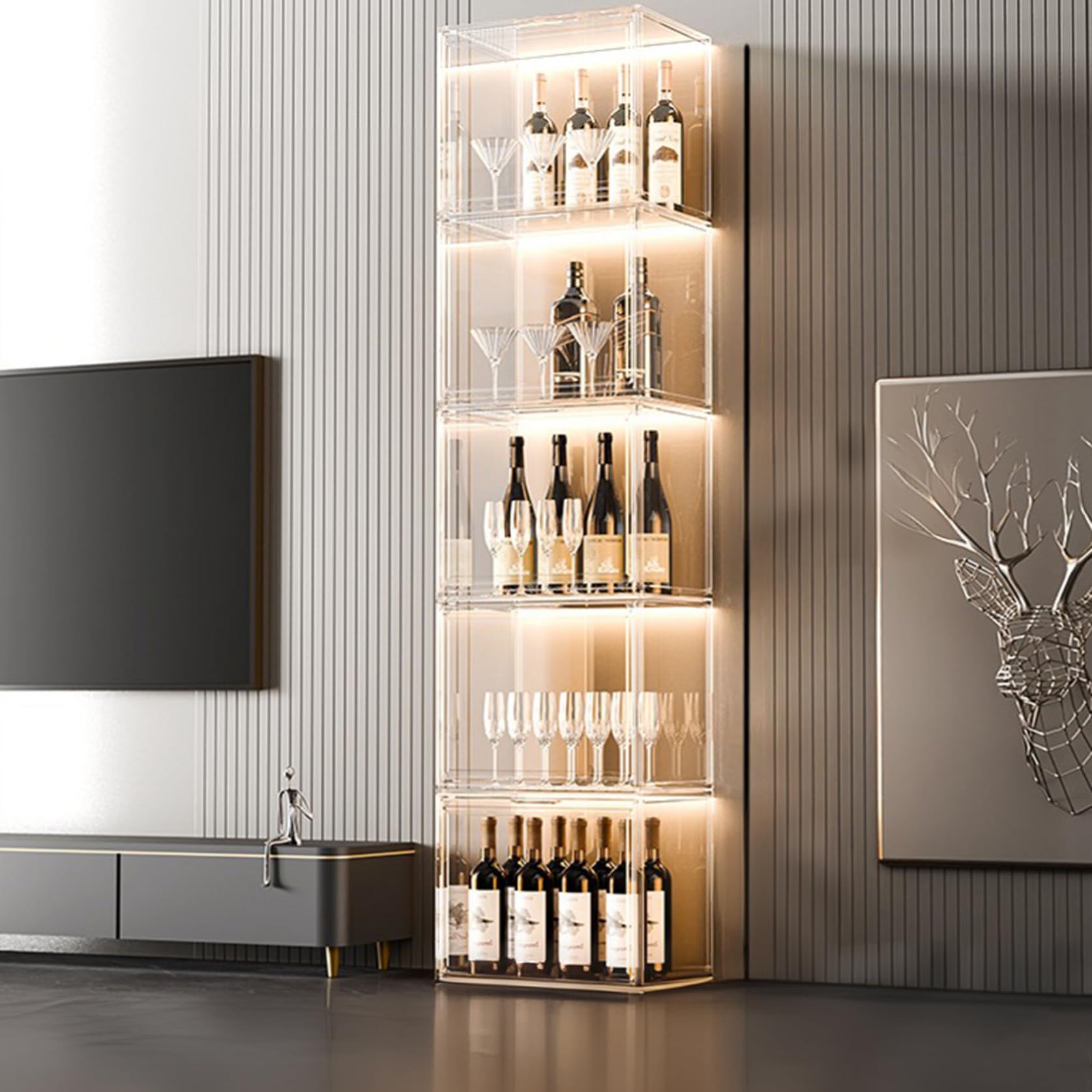 Rangement pour alcool anti-poussière vitrine à vin transparente salon
