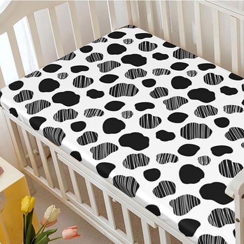 Miniatura 3 de Sábana bajera ajustable para cuna con temática de vaca, sábana bajera estándar para cuna para niños pequeños, sábana para colchón de cuna o sábana