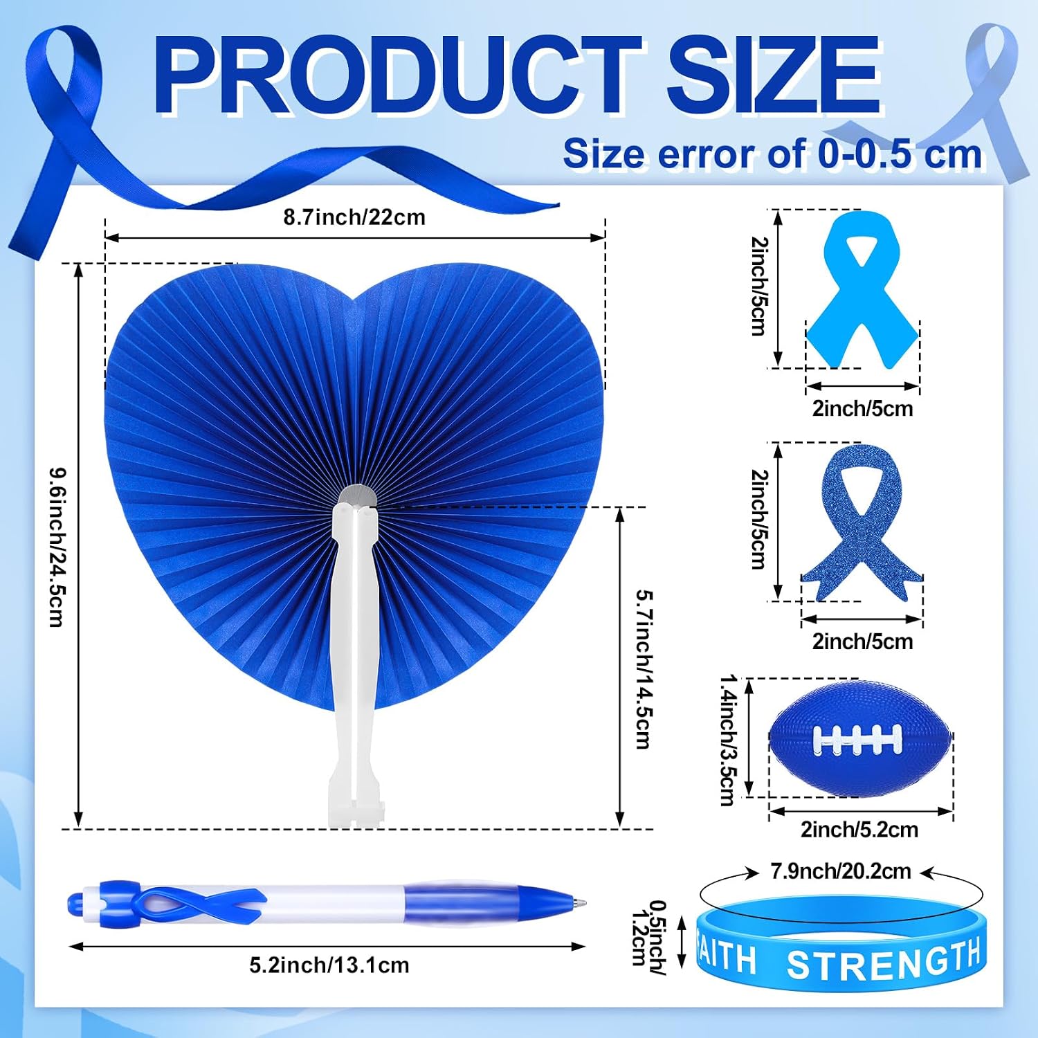 Child Abuse Awareness Items Bulk Ribbon Stickers Stress Football Folding Fan Tattoo Sticker Silicone Bracelet for Charity Events Gifts Supplies