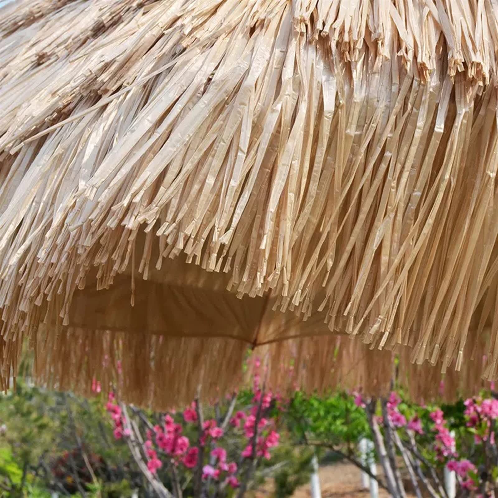 Rund Ø145cm Strandschirm Neigbar Tropisch Hawaiischirm Simulation Strohgedecktes Dach UV-Schutz for Garten Außenbereich
