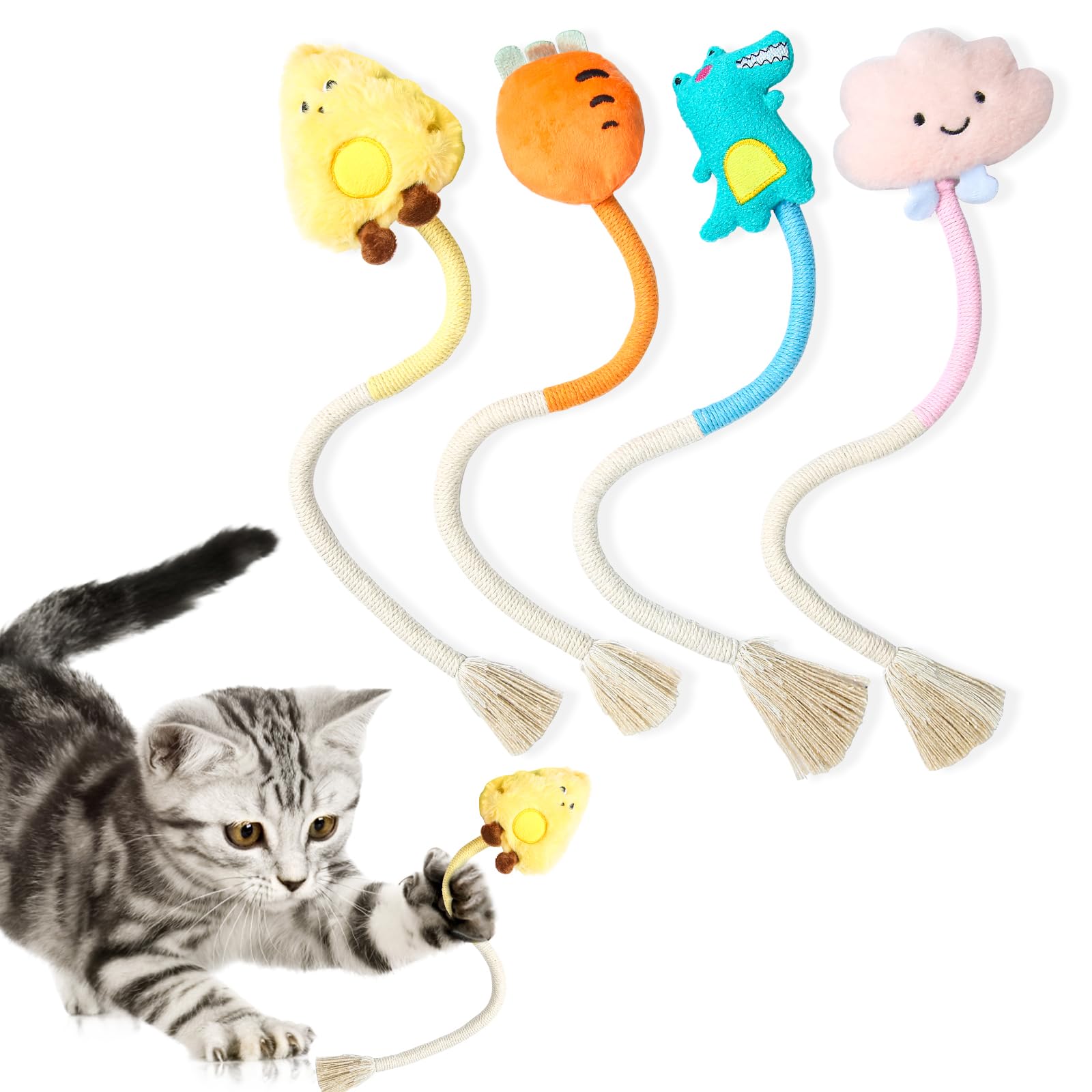 Hnjindong Catnip Toys for Cats Indoor Adult 4Pcs Bite Rope Cat Toys Interactive for Kitten Safe Teeth Cleaning Chew Cats Toy