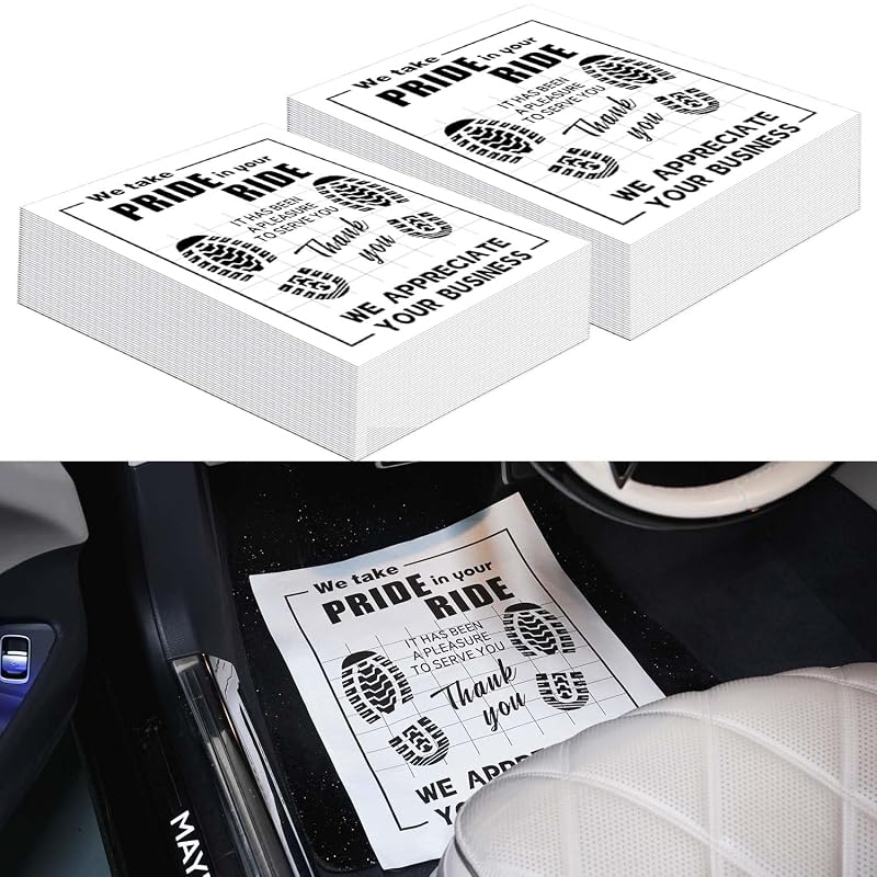 Tapetes Automotivos Descartáveis de Papel Kraft Branco para Carros 50,8 x 40,6 cm Ickimee Kit com 500 Unidades
