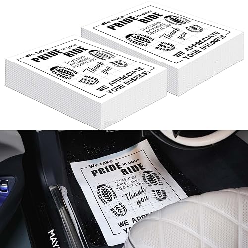 500Pcs Paper Floor Mats for Cars, Disposable Auto Detailing Floor Mats | 20" x 16", 102 GSM White Kraft Paper with PE Waterproof Layer, Thank You Mats for Car Detailing, Car Washes & Dealerships