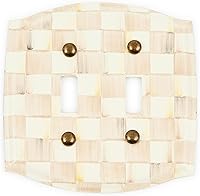 Vista 41 de MACKENZIE-CHILDS Enamel Switch Plate, Light-Switch Cover, Single Rocker, Black-and-White Courtly Check