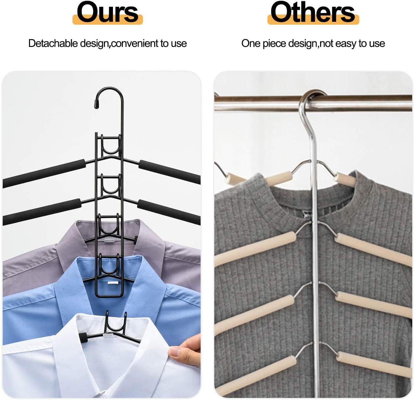70% Off Discount Hangers Space Saving, 5 in 1 Non-Slip Metal Magic Clothes Hanger Wide Shoulder Multifunctional Adult Clothes Rack for Household Space Saver, Coat Suit Jacket Sweater Skirt Shirt Pants (5 in 1)