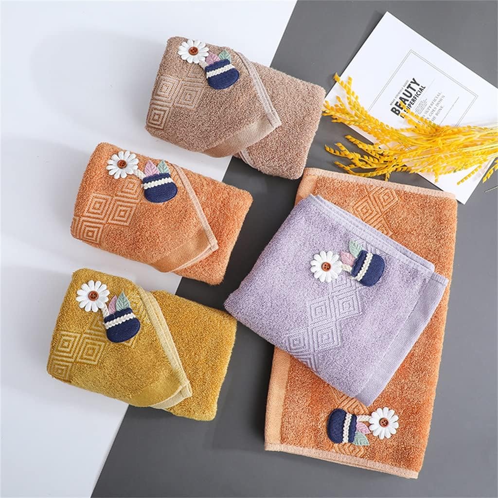 Towel Household Fiber Rectangular Good Absorption Towel Soft Floral Print Children Adult Household(D)
