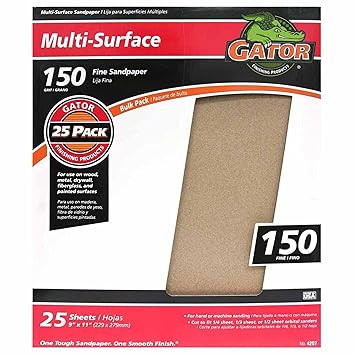 Gator Finishing 4207 150 Grit Aluminum Oxide Sanding Sheets (25 pack), 9