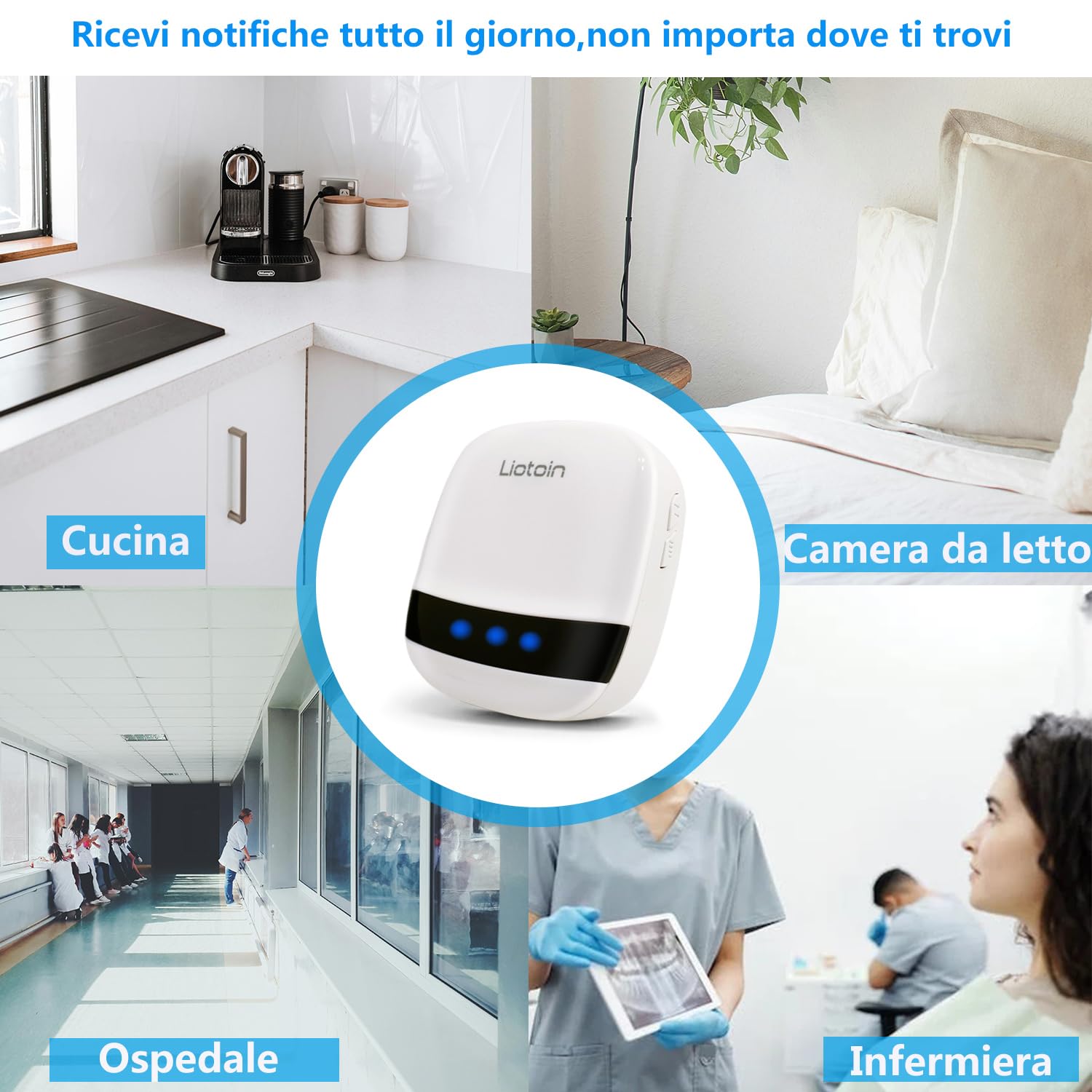 Cercapersone Per Anziani Pulsante di Chiamata Wireless Allarme Sicurezza Cercapersone Sistema di Emergenza Chiamata Sistema di assistenza impermeabile per (2 Trasmettitori 2 Ricevitori) …