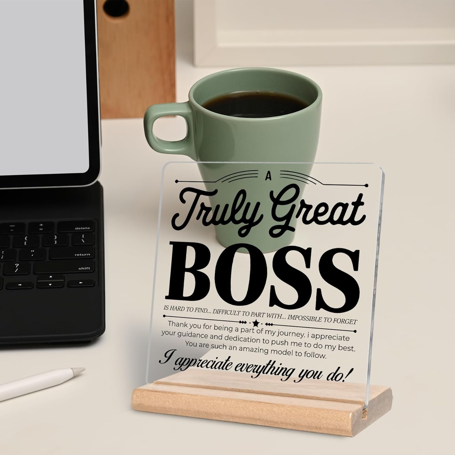 Boss Day Gifts for Boss, a Truly Great Boss Acrylic Plaque Sign, Thank You Gifts for Boss Lady, Office Home Desk Decor Sign - Image 4