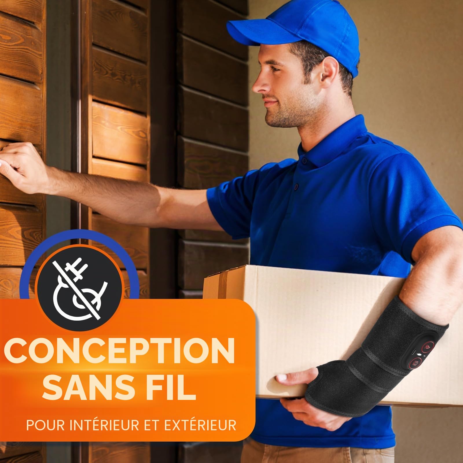 Coussin chauffant sans fil pour poignet avec vibrations, coussin chauffant pour coude, poignet, cheville avec 3 modes de chaleur et de vibration