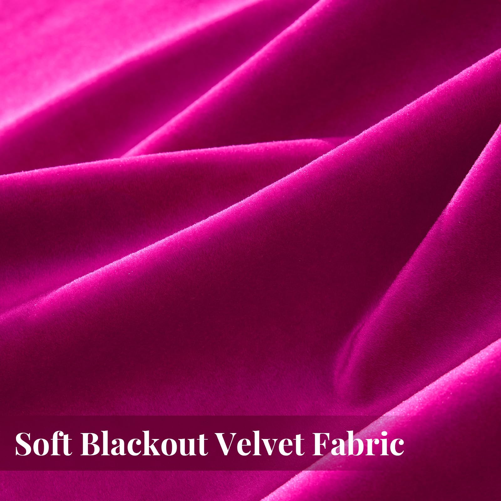 Samtvorhänge, 213,4 cm, für Wohnzimmer, luxuriös, verdunkelnder Vorhang, Fuchsia, elegant, Schlafzimmer, wärmeisoliert, modern, schwer, dick, weich, schalldicht, mit Stangentaschen, Fenstervorhänge
