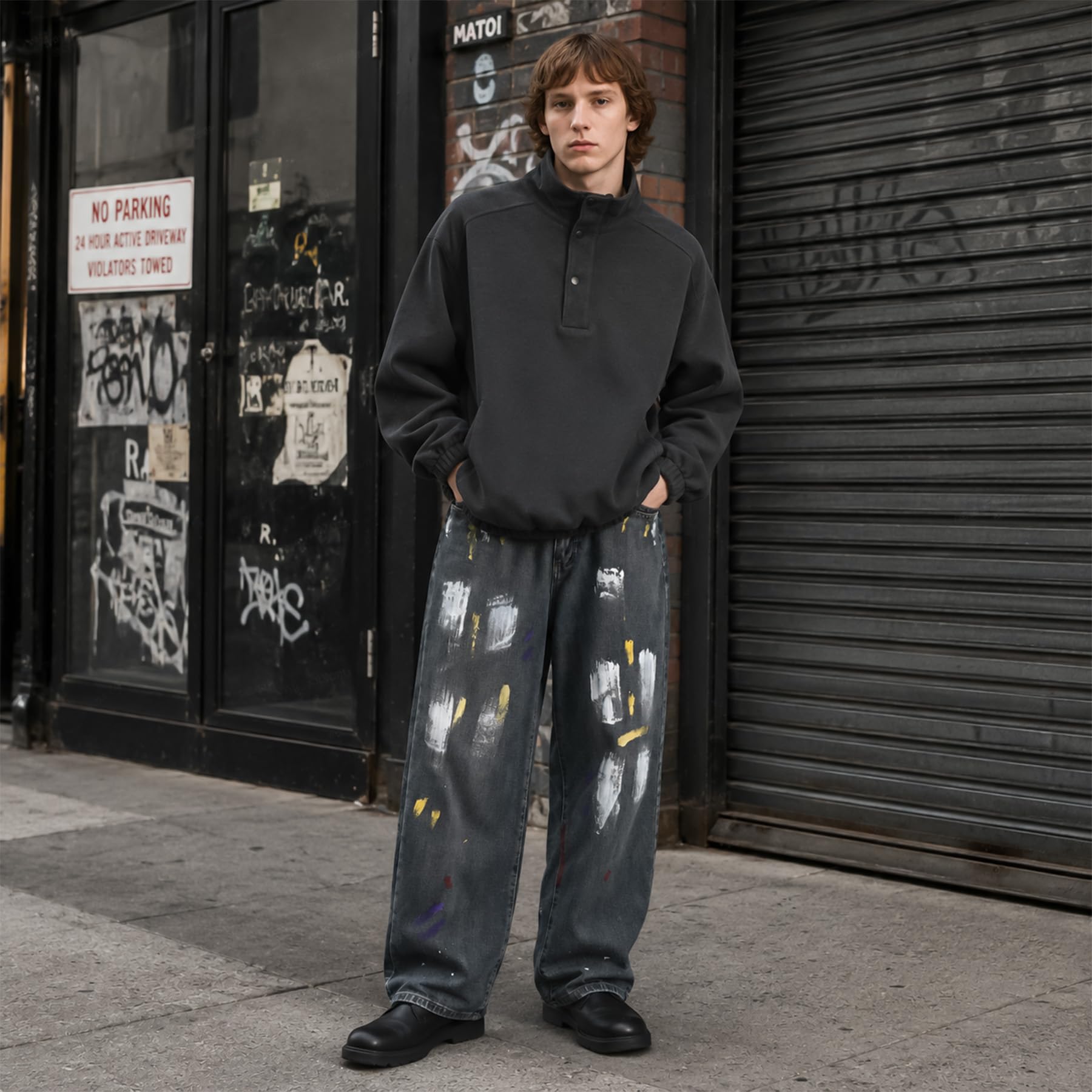 Jeans da uomo Hip Hop Baggy Graffiti Straight Fit Y2K Streetwear