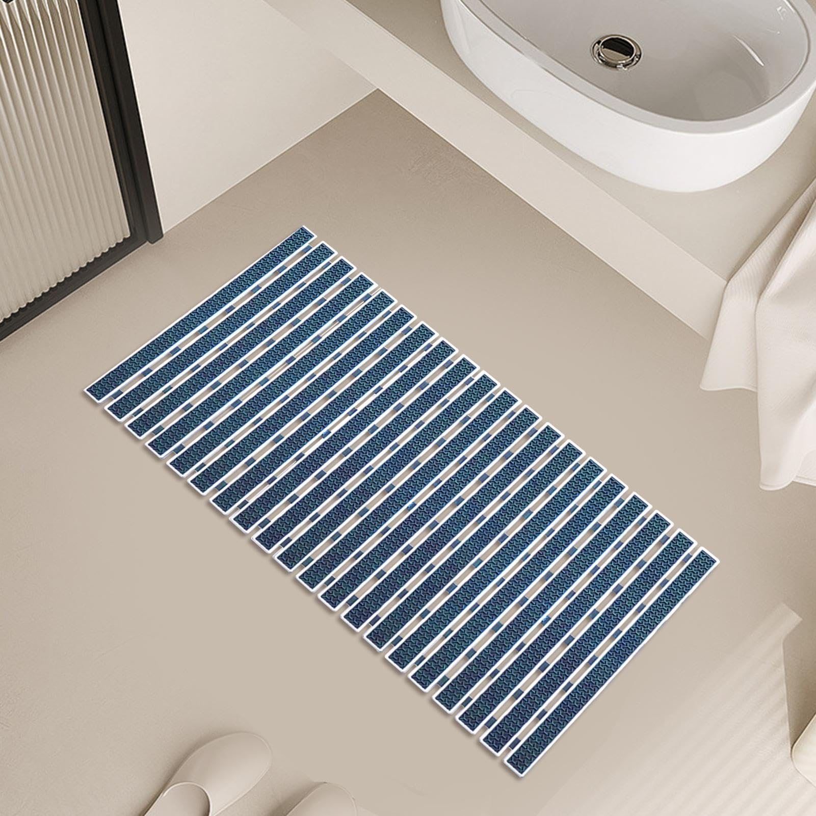 Tapis de salle de bain rayé | Tapis de sol antidérapant | Excellent tapis | de drainage avec ventouse, tapis en caoutchouc à rayures en forme de Y pour baignoire et salle de bain