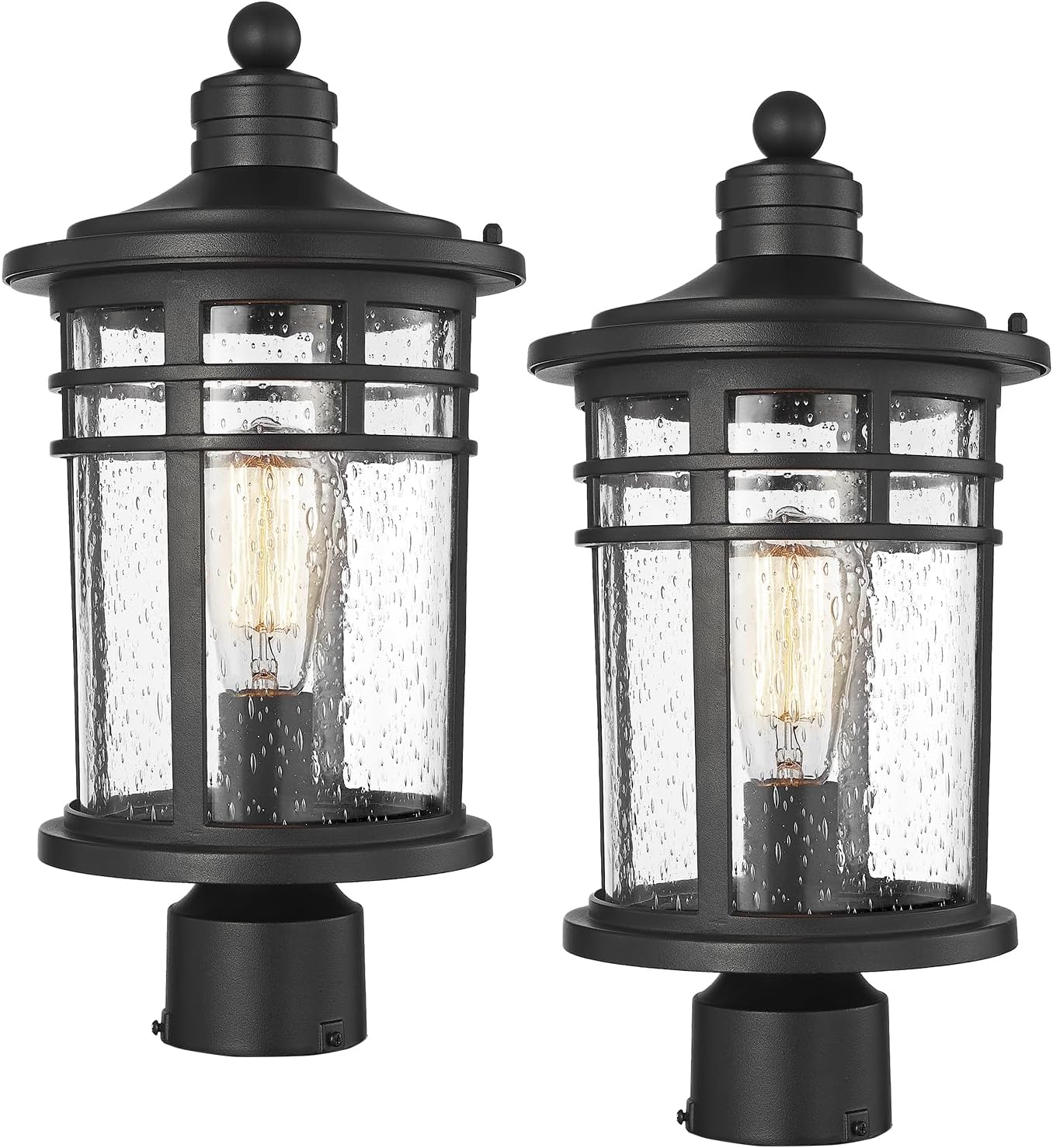 Product used, Darkaway Large Outdoor Post Lights Lamp Posts Outdoor Lighting, 17inch Post Lights Waterproof 2 Pack Outdoor Light Fixtures with Glassfor Outside Patio Yard Pathway Black Large, 2Pack