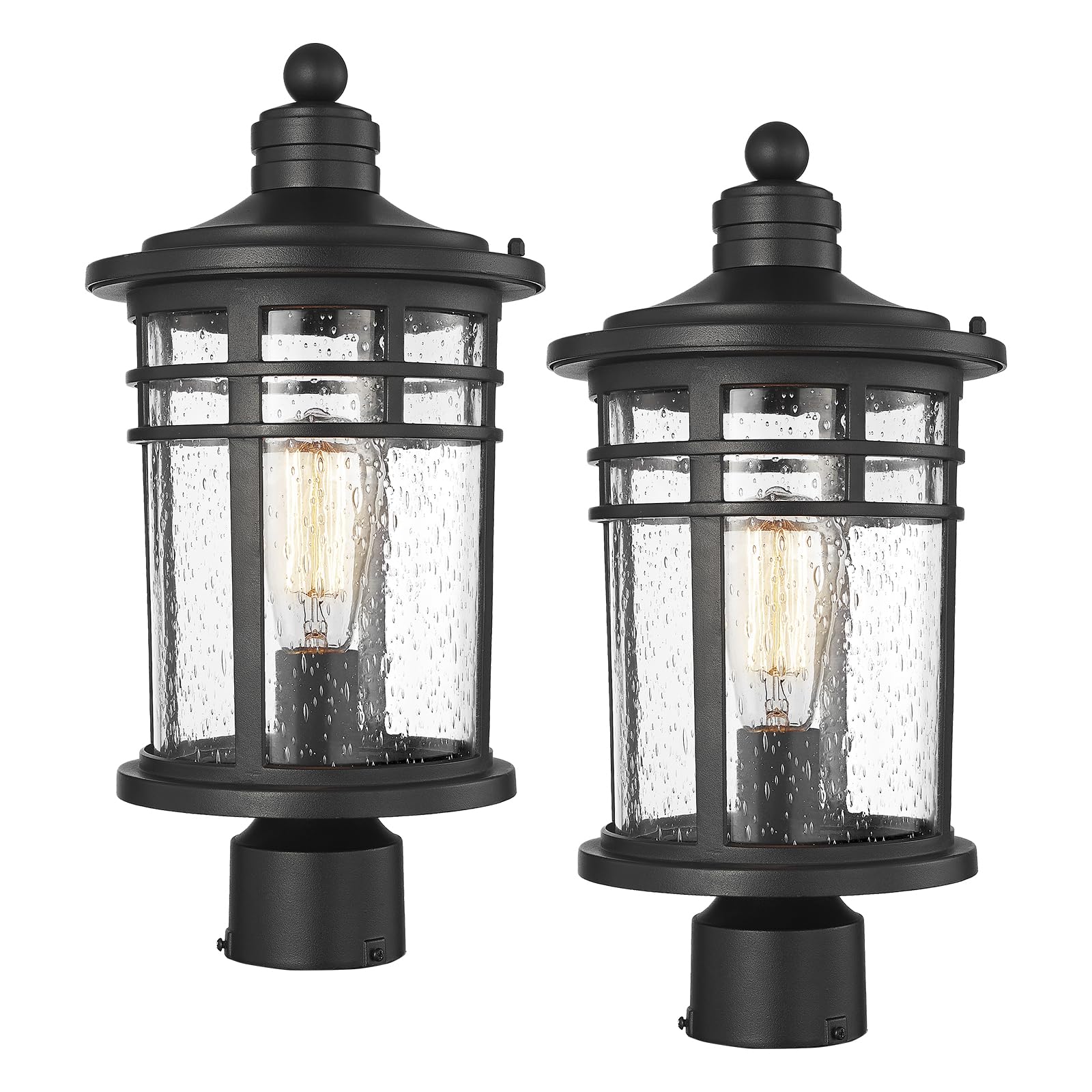 Darkaway Large Outdoor Post Lights Lamp Posts Outdoor Lighting, 17inch Post Lights Waterproof 2 Pack Outdoor Light Fixtures with Glassfor Outside Patio Yard Pathway