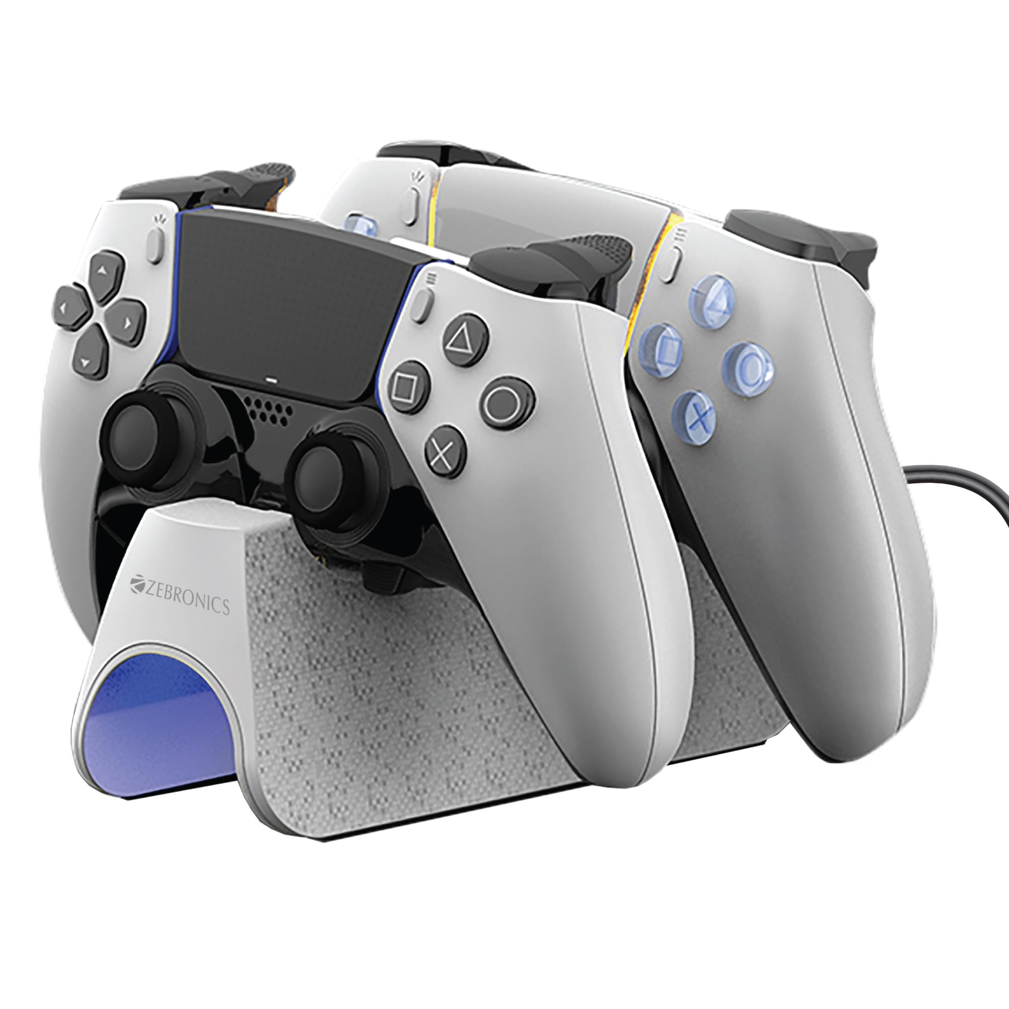 ZEBRONICS PS5C, PS5 Controller Charging Dock, 3H Rapid Charging, Supports Dualsense & Edge Controllers, Dual Pogo Pin, Charging Indicators, Anti-Slip Silicone Base-image-12
