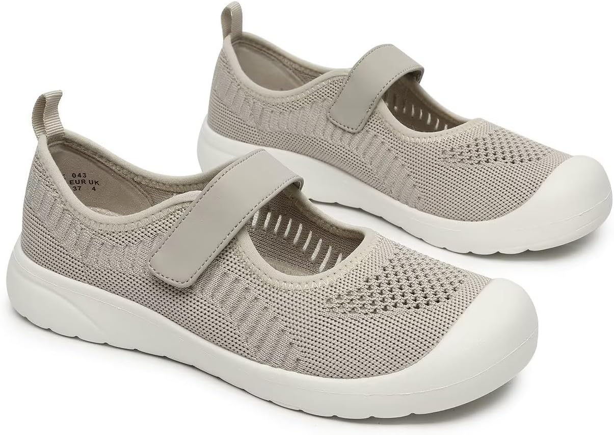 Women's Mary Jane Flats Comfortable Knit Slip-on Walking Shoes Ballet Flats Dressy Casual Shoes with Adjustable Straps Arch Support - Image 5