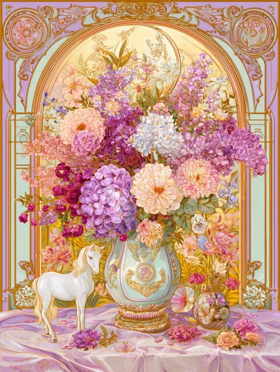 Henypt Cross Stitch Kit Retro Floral DIY Needlepoint Set for Beginners The Elderly with Accessories Handmade DIY/Gifts 14CT 80x100cm