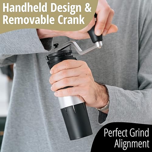 Miniatura 4 de The Royal Coffee Grinder, de Flair Espresso: un molinillo de rebabas manual totalmente manual con rebabas cónicas de acero endurecido para cualquier