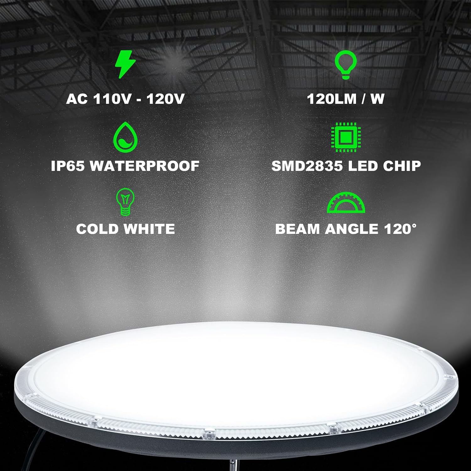 200W LED UFO High Bay Light, UFO Spot High Bay Light 6500K Zimna biel 20000LM Reflektor LED Przemysłowy IP65 Wodoodporne światło punktowe High Bay Light, UFO LED Spot dla siłowni Fabryka Magazyn