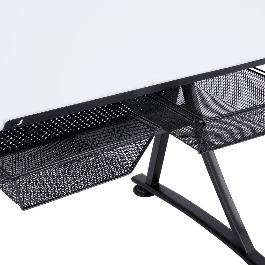 Zeichentisch mit Stauraum, höhenverstellbarer, neigbarer Kunsttisch, Zeichentisch aus PVC-Platten, Arbeitszimmer, Mal- und Basteltisch