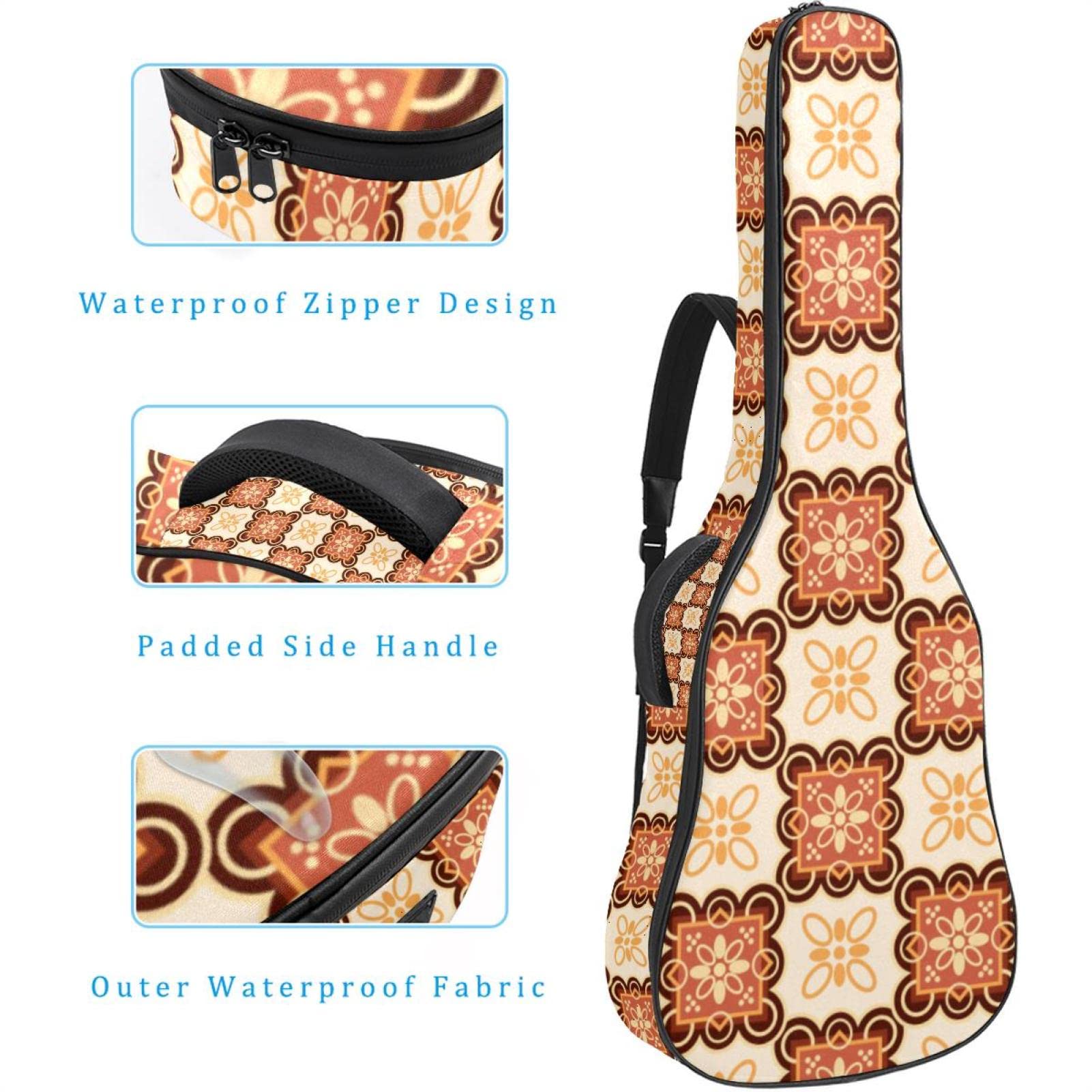 Torba na gitarę akustyczną wodoodporna gitara plecak gruby miękki wyściełany ryba gwiazda meduza klasyczna obudowa na gitarę, Kolor8, 42.9x16.9x4.7 in, Organizer do torby