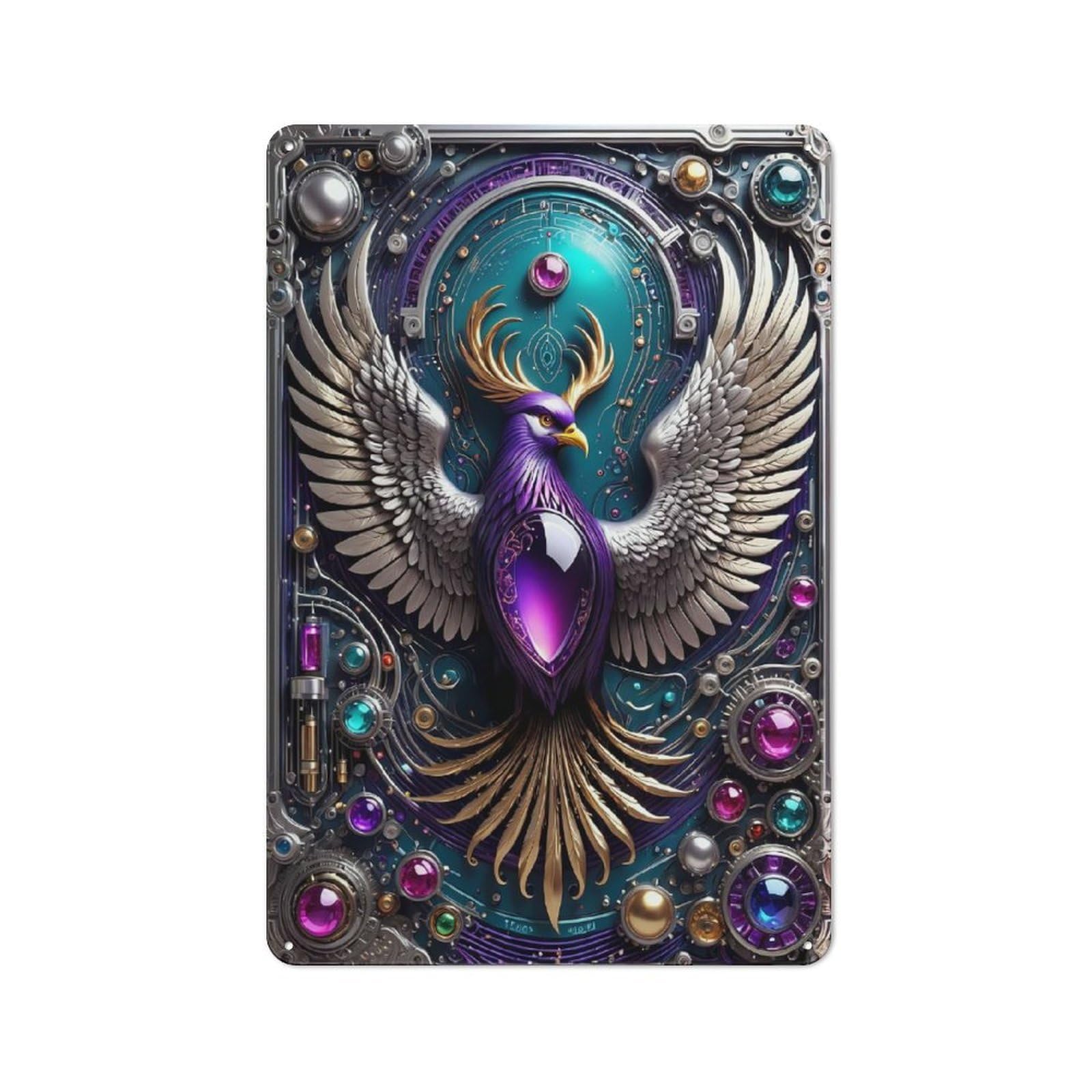 Junmoney Style-2 Future Steampunk Phoenix Vintage-Inspired Tin Sign 30X20cm For Garage Or Workshop, For Vintage Wall Decor Fans, For Metal Sign Collectors