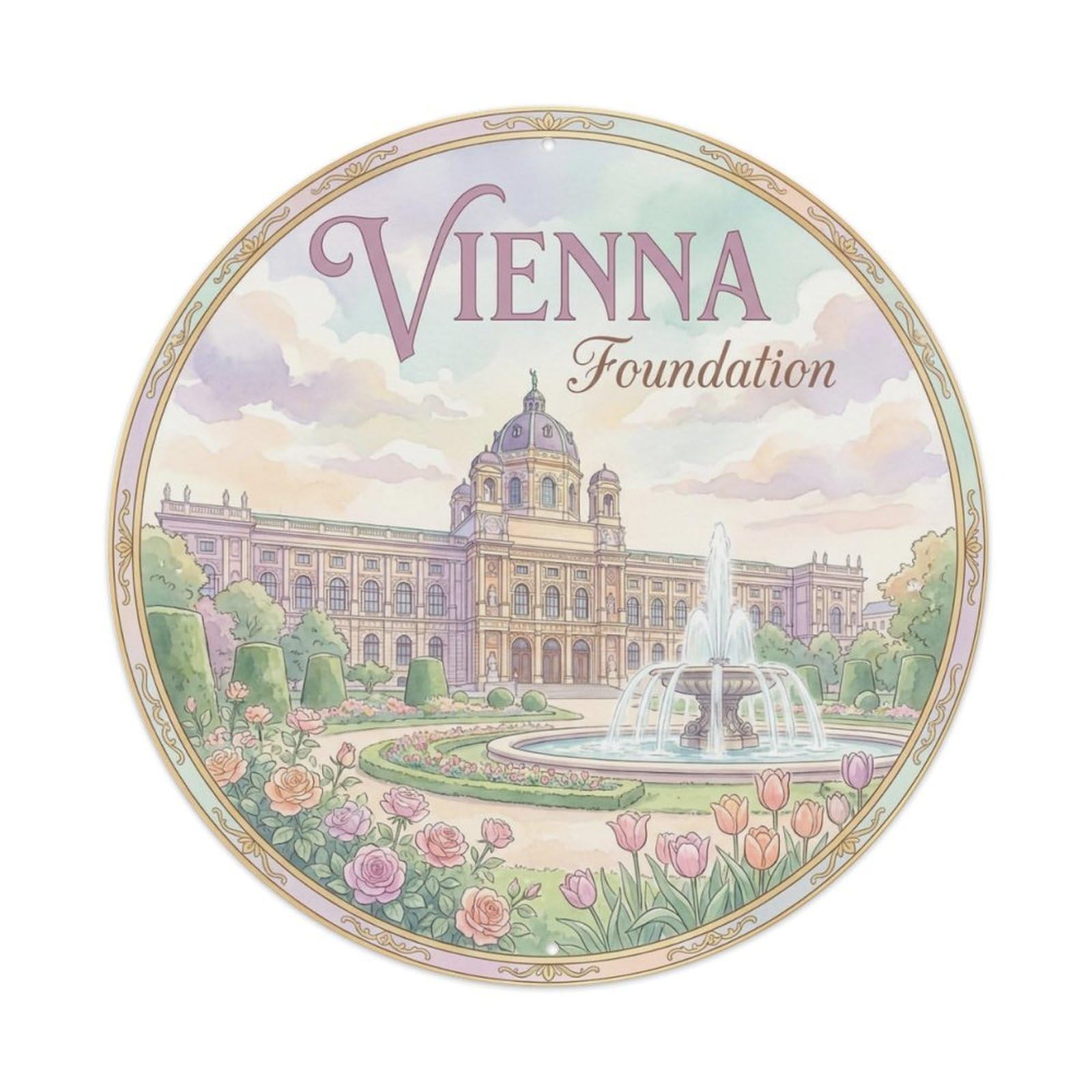 Yrnq 8X8inch Vintage Style Vintage Travel Vienna Austria Promenade 1 Metal Tin Sign