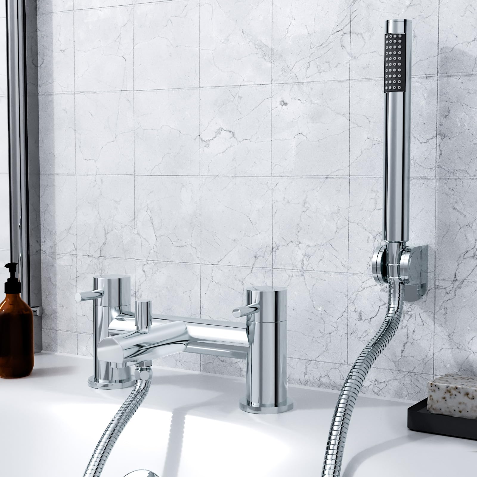 Nes Home | Blossom Bath Shower Mixer Hand Held Shower Head Chrome Tap