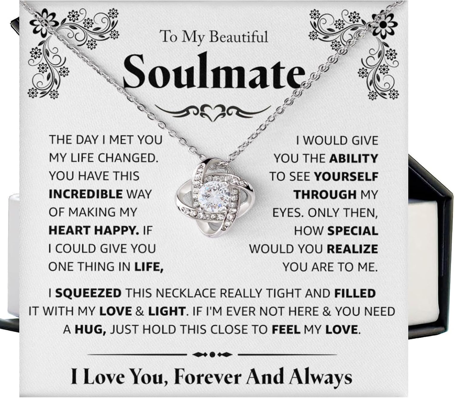 To My Beautiful Soulmate Necklace For Women,Girlfriend Necklace From Boyfriend,Wife Birthday Gifts From Husband, Women Romantic Jewelry Her Anniversary,Birthday Gifts For Wife,Wife Birthday Gift Ideas
