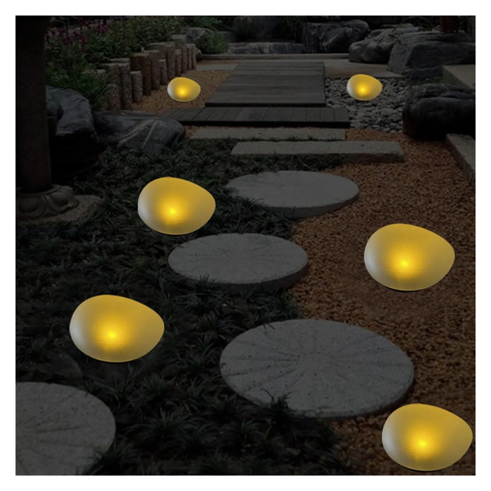 Lot de 2 lampes d'extérieur en pierre pavée étanche IP55 pour jardin, parc et balcon - LED économe en énergie - Lumière blanche