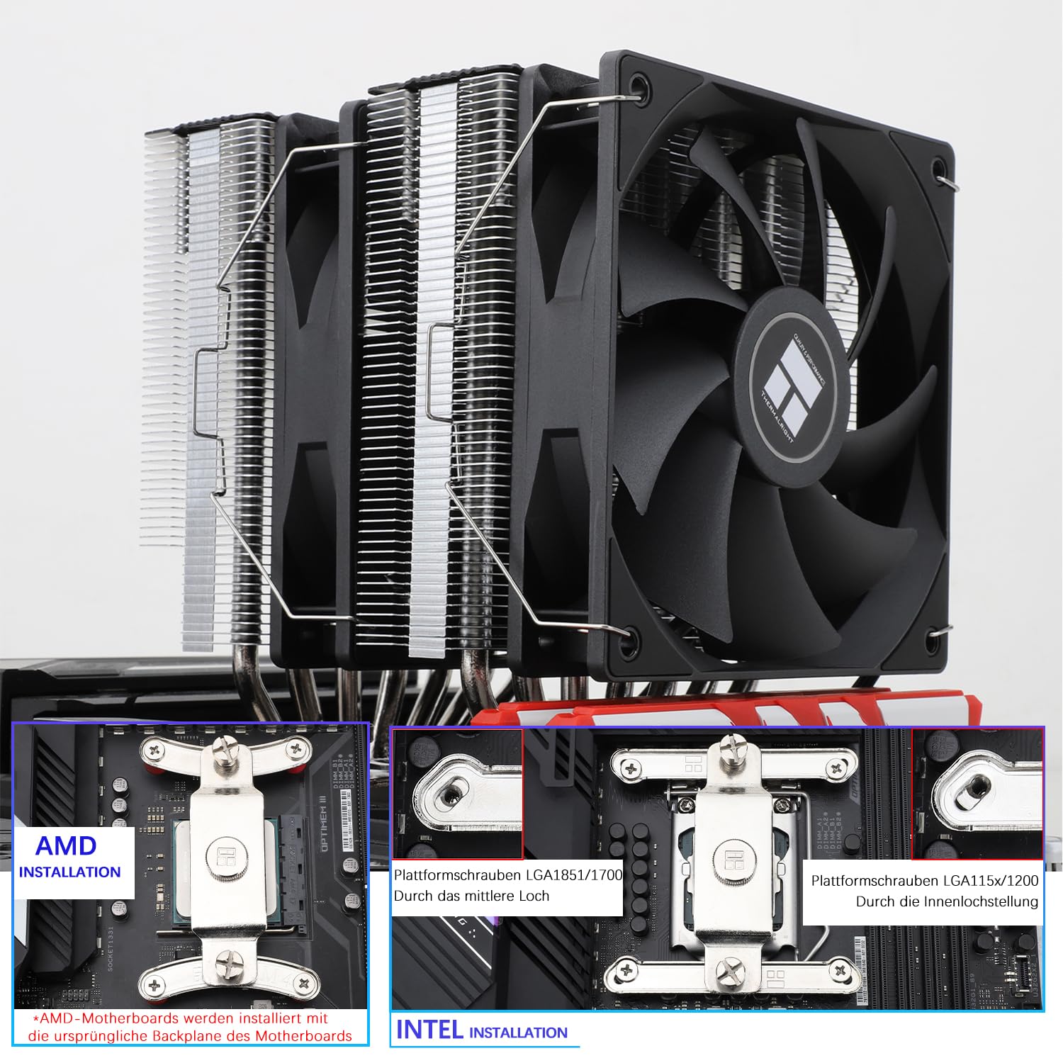 TR-Thermalright Phantom Spirit 120 - Raffreddatore per CPU a doppia torre con 7 heatpipes, doppia ventola PWM da 120 mm, per AM5/AM4, Intel lga1851/1700/1150/1151/1155/1156/1200/2011