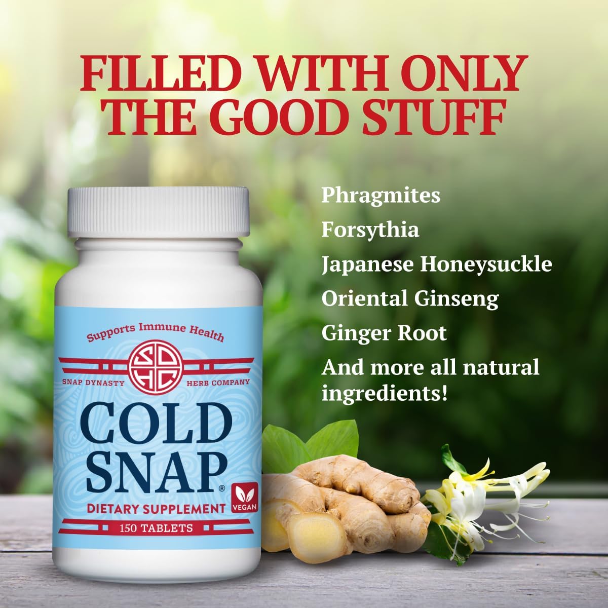 Snap Dynasty Cold Snap - 150ct Tablets, Pack of 1 - Vegan, Plant Based Comprehensive Immune Health Support for All Ages, Rapid Supplements for Cold and Flu Support, No Contraindications