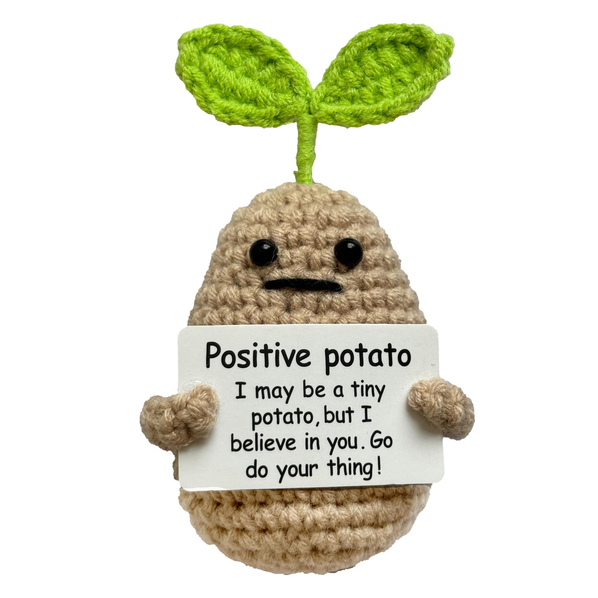 YarnJoy Positive Energy Crochet Sprouting Potato Gift with Inspiring Affirmation Card Fun Emotional Support Present for Women and Men Perfect Birthday