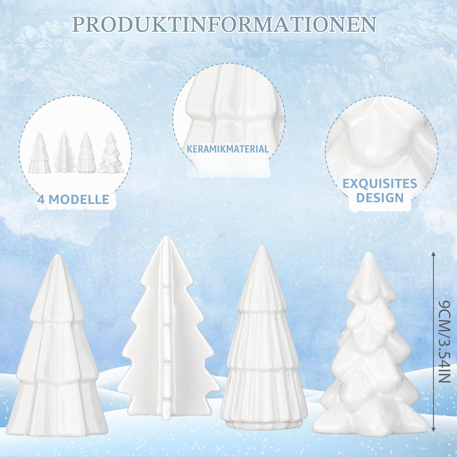 Nuenen 8 Stück Weihnachtsbäume aus Keramik Mini Weihnachten Tanne Figuren Porzellan Winter Deko Tannenbäume für Vintage Tisch Schreibtisch Schrank Kommode Wohnzimmer Schlafzimmer (Baum)