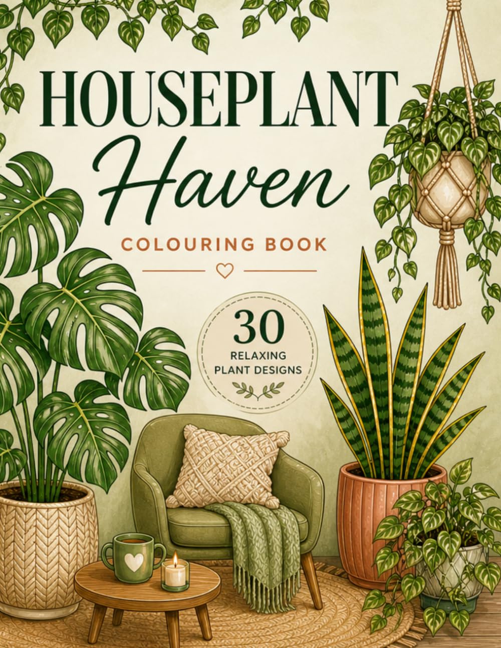2026 Houseplant Haven: A Relaxing Colouring Book for Adults with 30 Beautiful Indoor Plant Designs for Stress Relief and Mindfulness