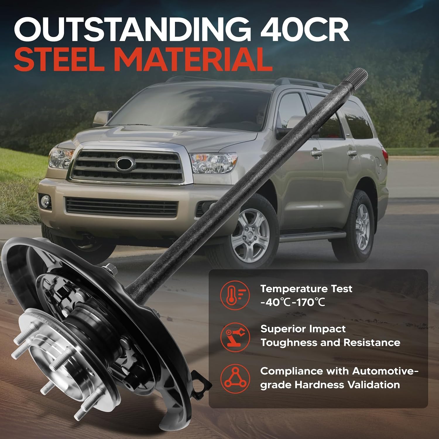 Rear Passenger Right Side 926176 Axle Shaft Assembly, Fit for Toyota Sequoia 2005-2007 V8 4.7L, Replace OE 4231134070, 4240934010, 4650334010, 926-176