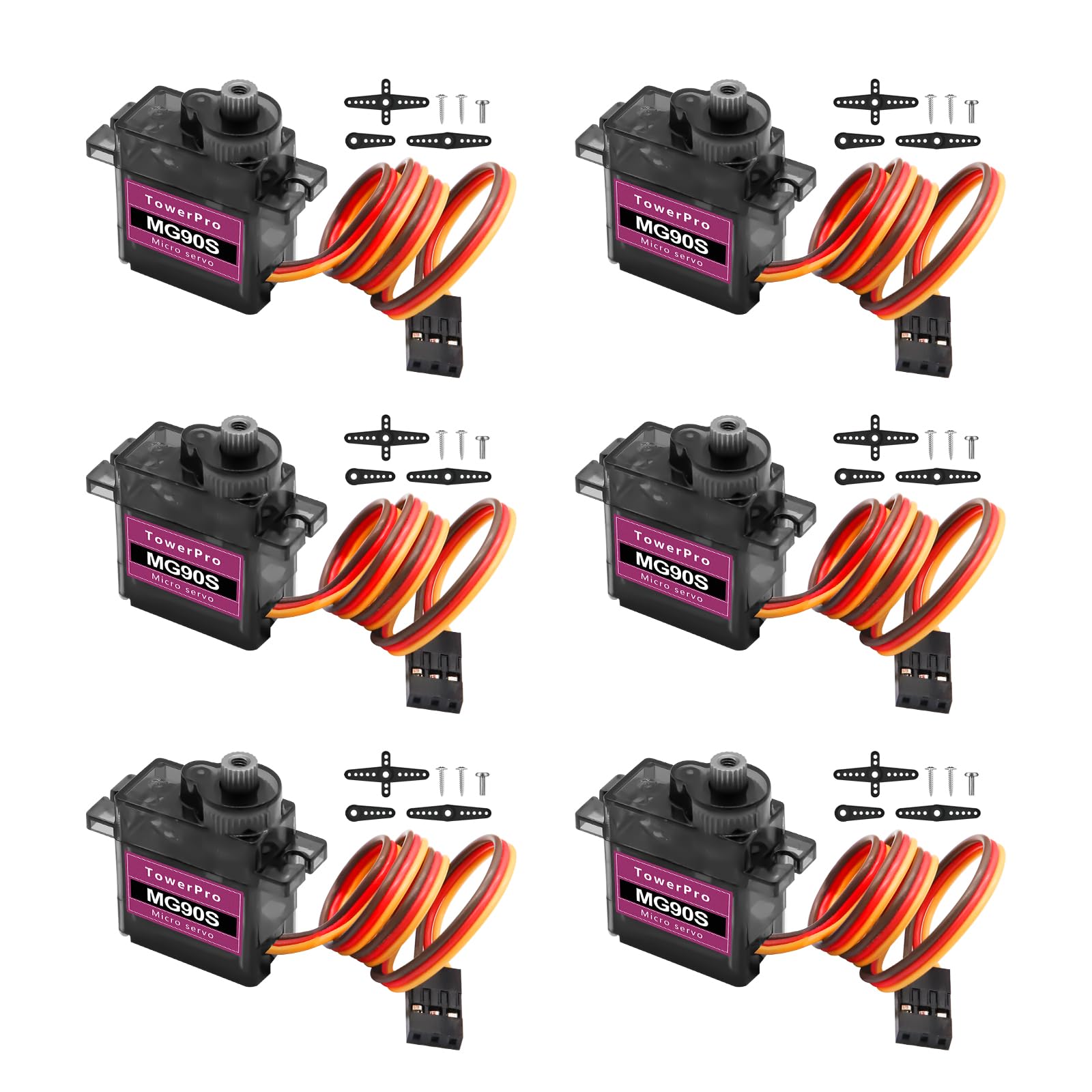 MG90S Micro Servo Motor Kit AYWHP 6 Pcs MG90S Servo Metal Gear Micro Servo for RC Helicopter/Car/Boat Micro Plane Mini Servos for Arduino Project(