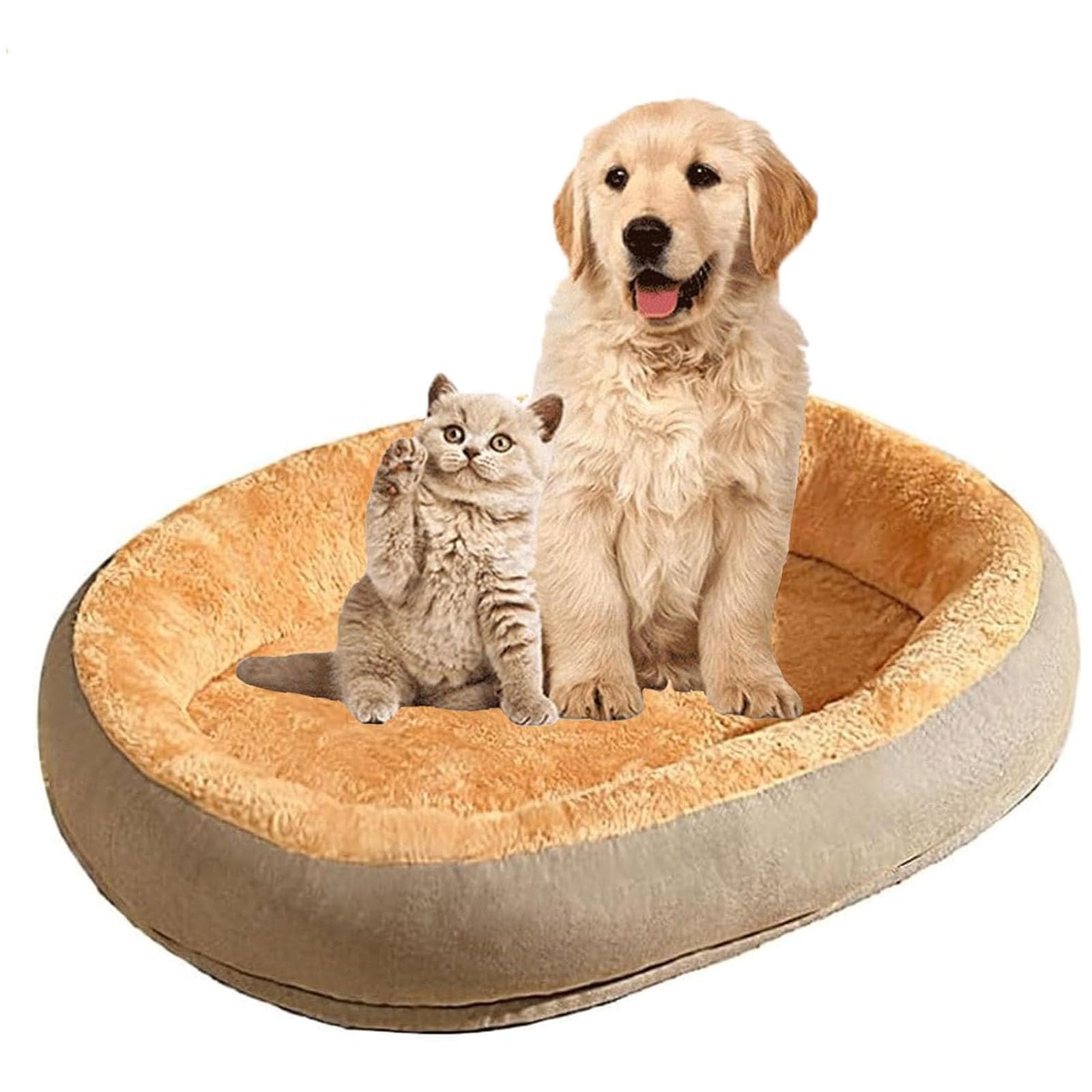 Amazon | 楕円形のカドラー犬用ベッド、小型中型犬用、暖かくて