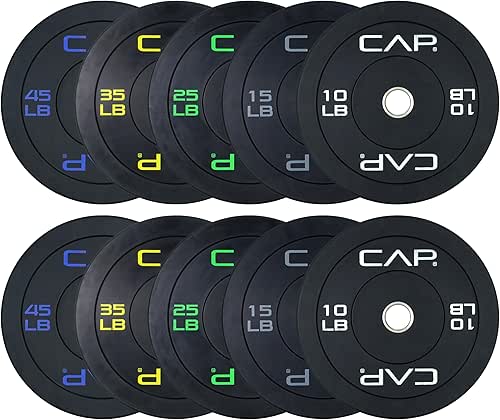 CAP Barbell 2-Inch Olympic Bumper Plate Weight Set with 6