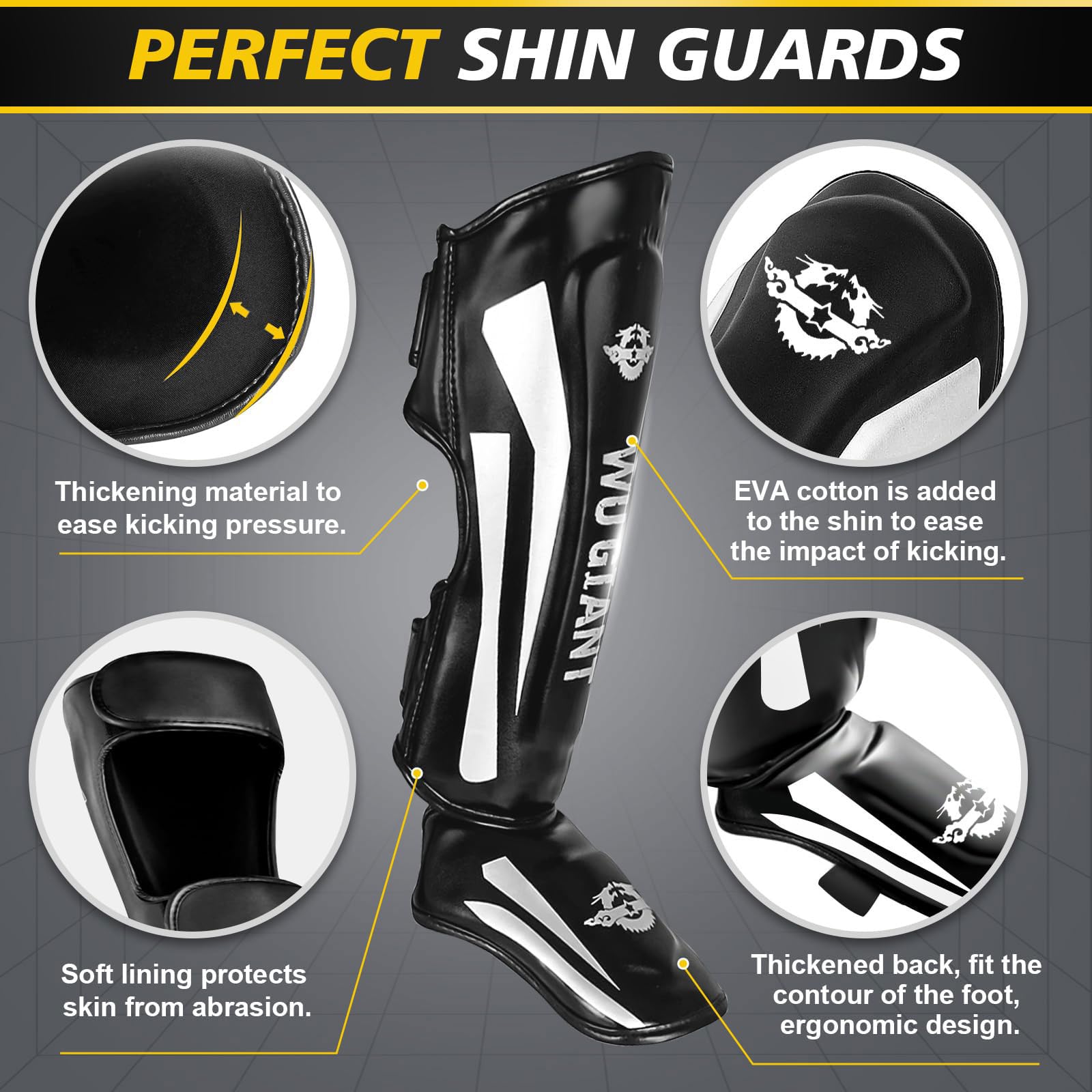 Boxen Schienbeinschutz,Standup Schienbeinschoner,Muay Thai Schienbeinschoner,Eva Gepolstert MMA Spannschützer Bein Unterstützung Fuß Shin Guard,für Kickboxen,Muay Thai,MMA-Kampf,Training