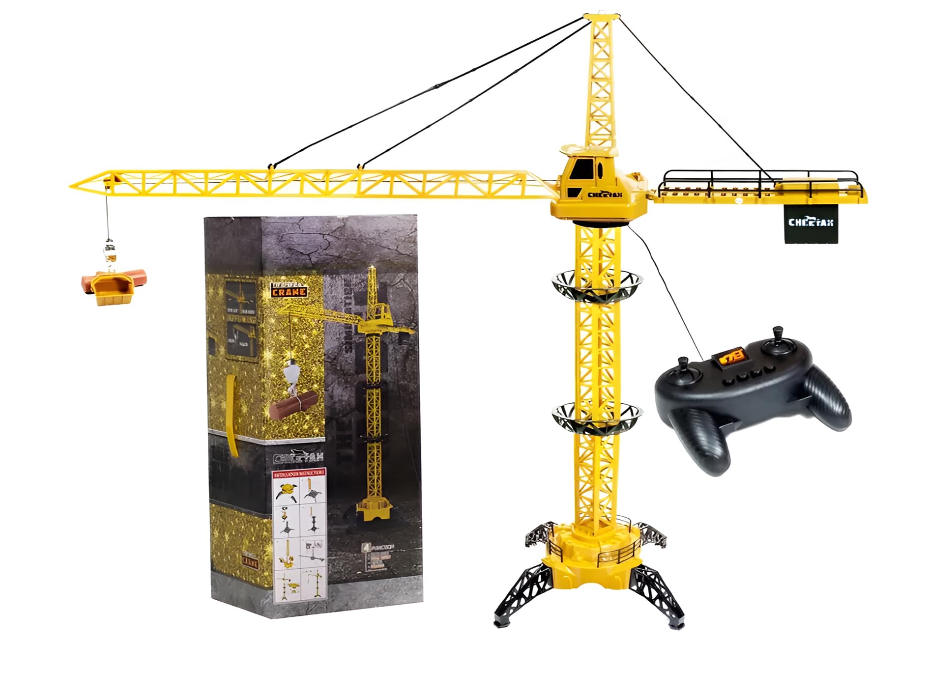 RLS 128cm Adjustable Height Wired Construction RC Toy Tower Crane With Lights for boys and girls