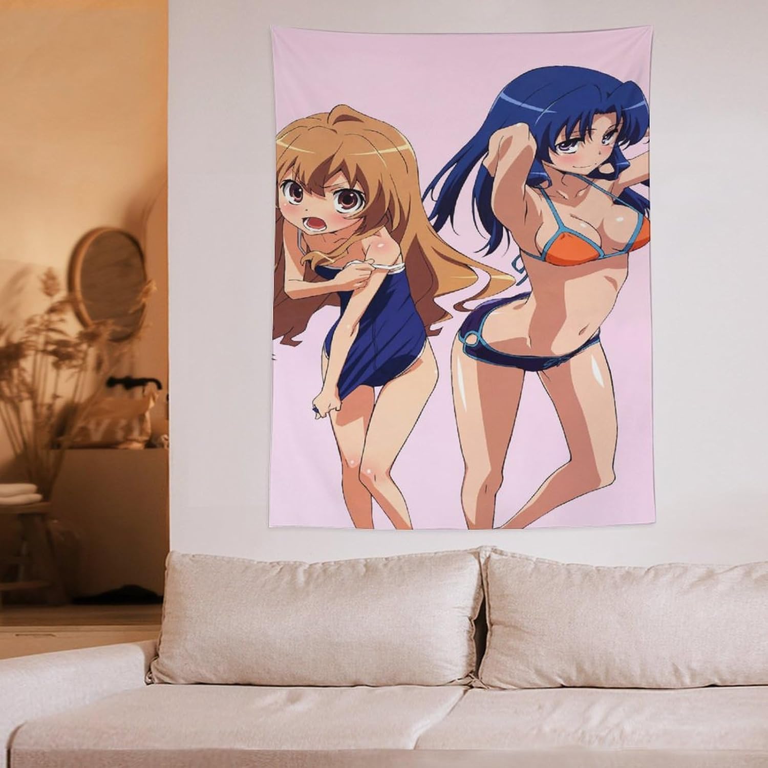 タペストリー とらドラ! 逢坂大河 ポスター背景布 壁掛け布 インテリアアートの装飾 カーテン テーブルクロス ビーチブランケット