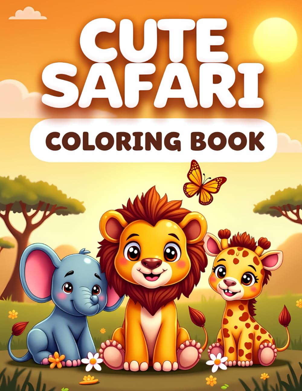 Cute Safari Coloring Book: Adorable Safari Animals to Color for Kids—Easy Pages with Lions, Elephants, Giraffes, Zebras, and More