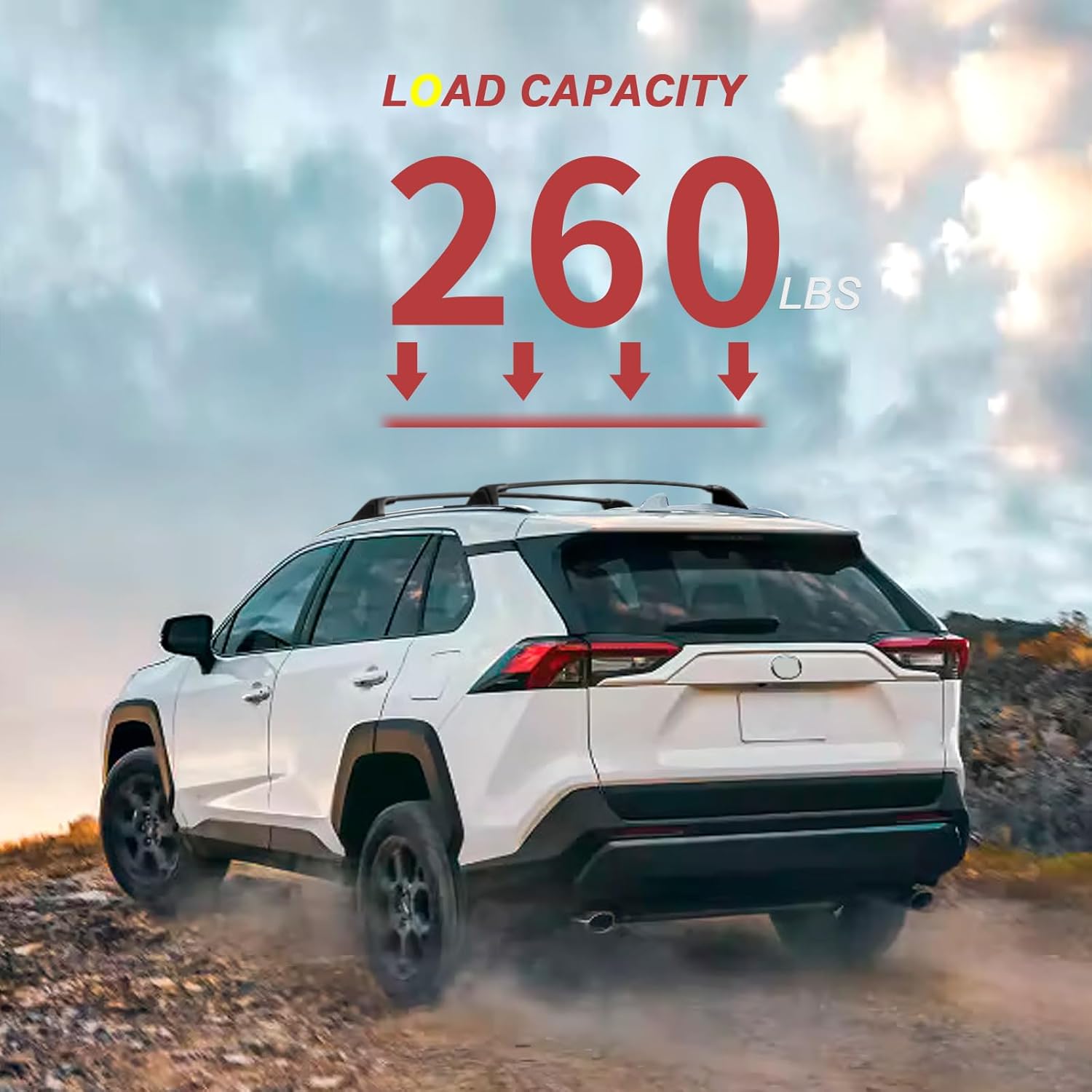 KINGGERI Lockable 260lbs Roof Racks Cross Bars Fit for Toyota RAV4 2019-2025 Accessories, Aluminum Heavy Duty Crossbar Anti-Theft Metal (Not for Adventure/TRD Off-Road/Hybrid Woodland Edition/22-25LE) Fit for RAV4 2019-2025