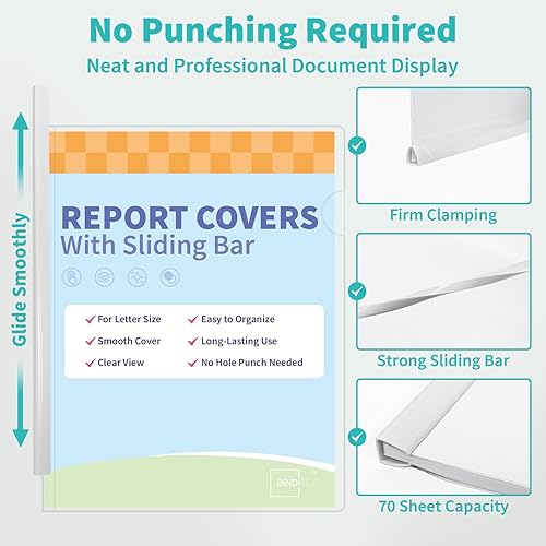Miniatura 10 de Binditek Paquete de 25 barras de encuadernación, 25 barras de encuadernación con agarre deslizante de capacidad para 25 hojas, color negro, 0.197 in