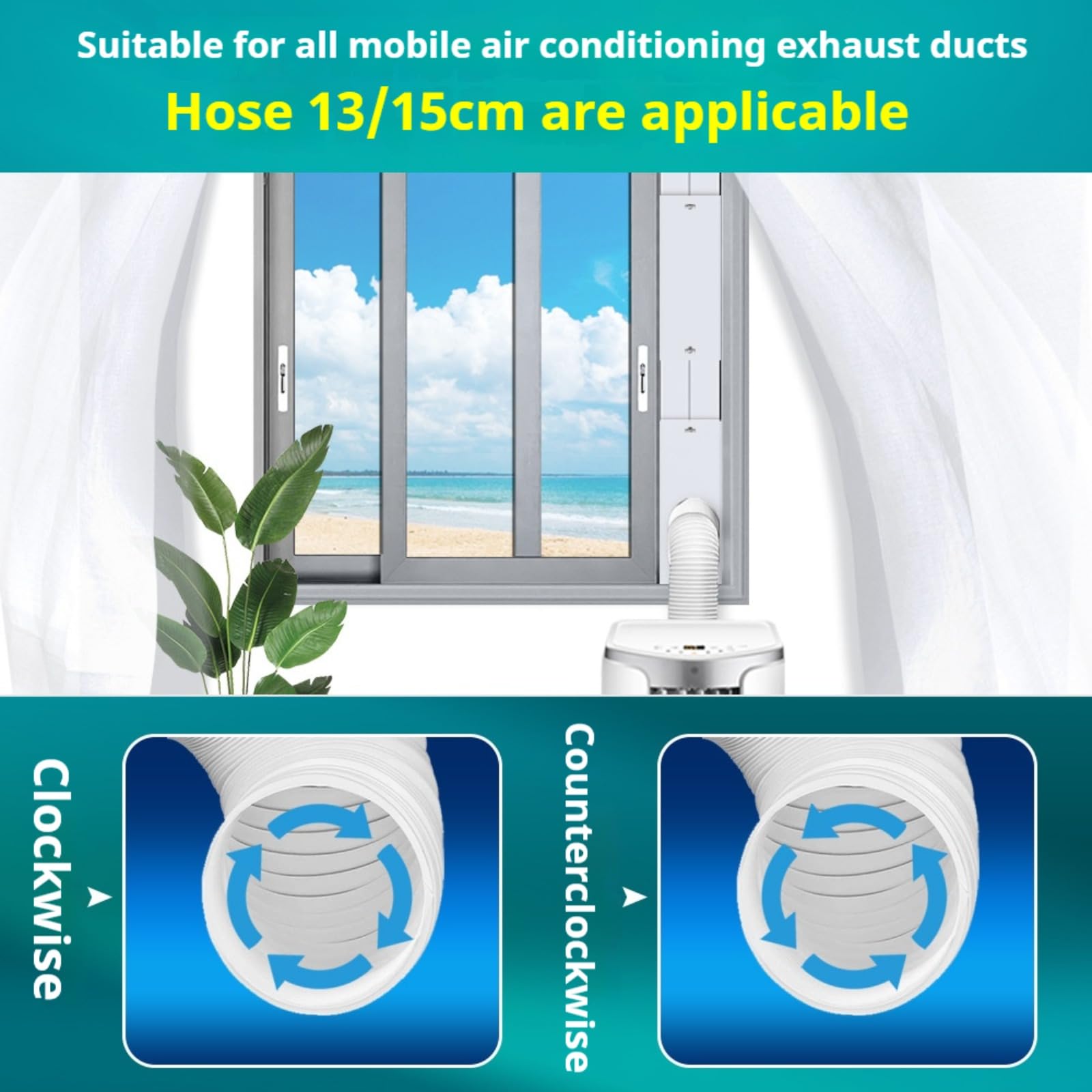 Kit de Ventana Para Aire Acondicionado Portátil - Adaptador y Placa de Sellado Ajustable Para Móvil