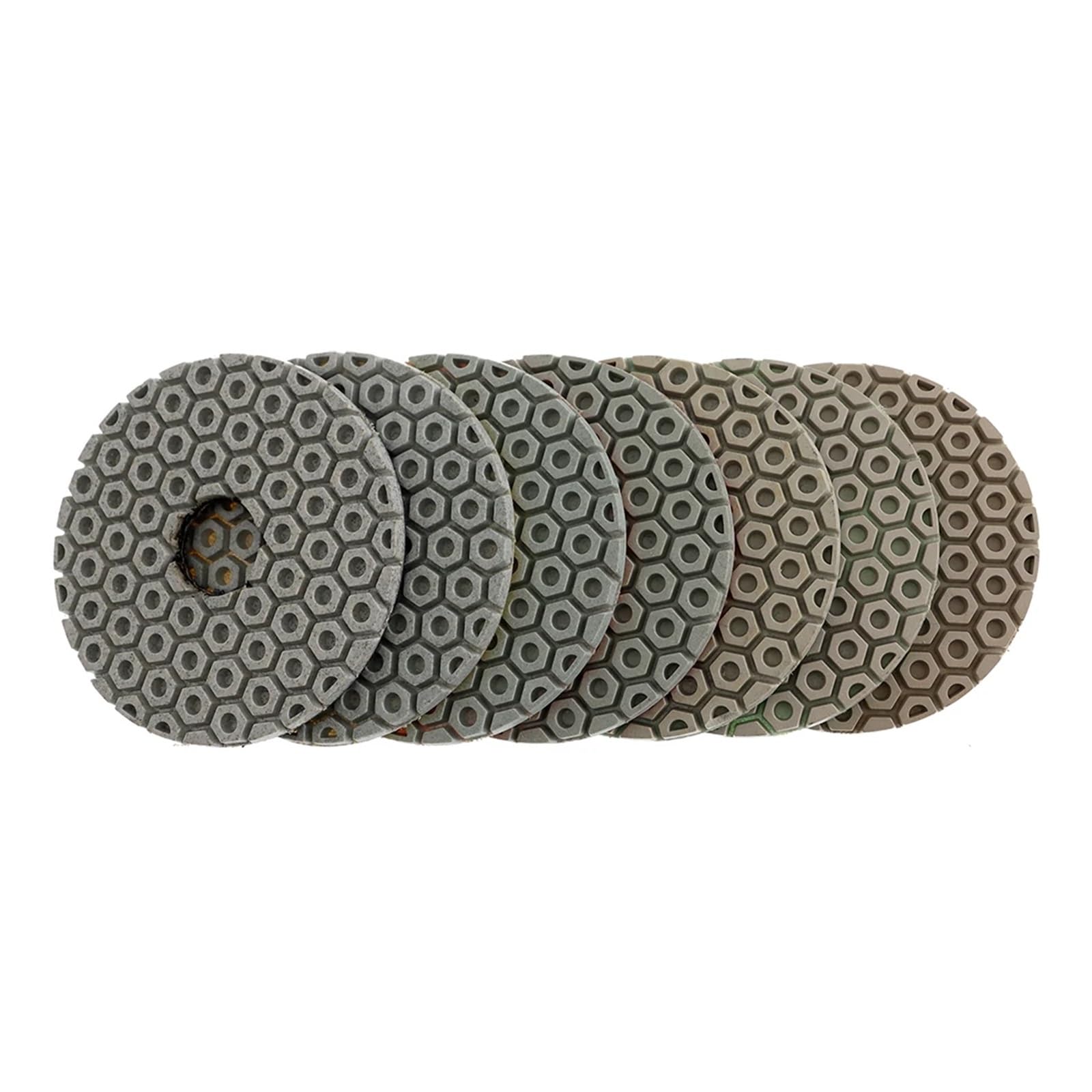 Almohadillas de pulido en seco con diamante, Paquete de 7 discos pulido diamante 4 pulgadas, grano 50-3000, for uso en seco y húmedo, for granito, mármol hormigón(MIX 7 GRITS-7 PCS-4 INCHES)